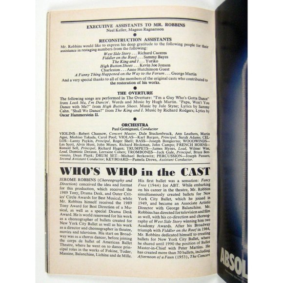 Jerome Robbins Broadway Playbill Imperial Theatre June 1990 Roberts Bernstein - Picture 8 of 9